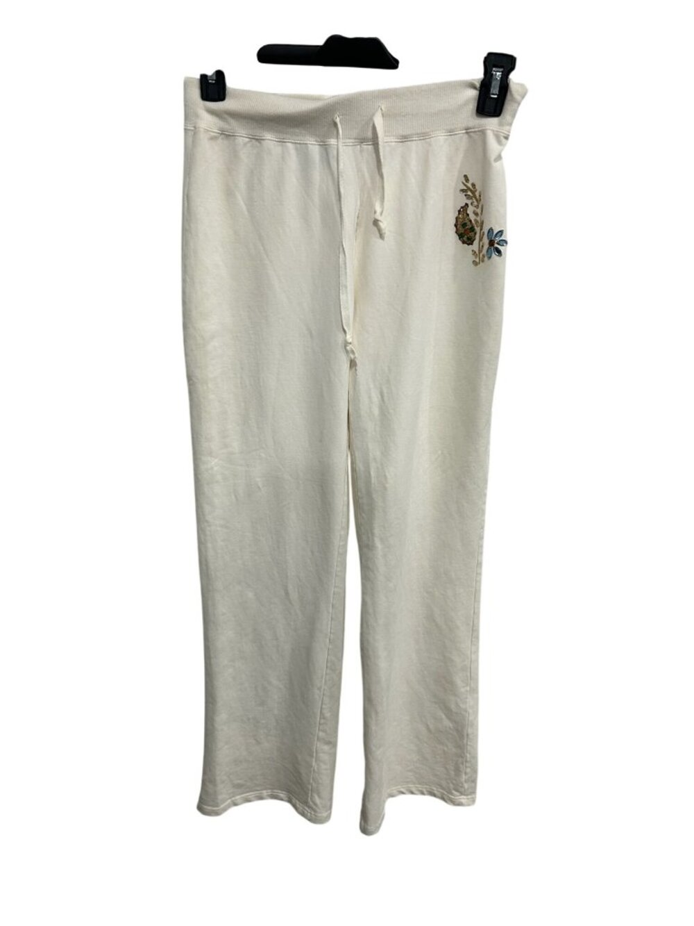 BCBG White Embellished Jeweled Drawstring Sweatpants Size M Coquette Glam